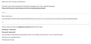 Edit the voter email invitation